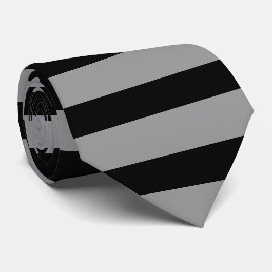 Silber und Schwarz-horizontaler Streifen Krawatte (Gerollt)