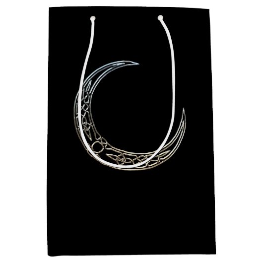 Silber und Schwarz-keltischer sichelförmiger Mond Mittlere Geschenktüte (Vorderseite)