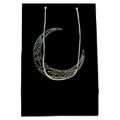 Silber und Schwarz-keltischer sichelförmiger Mond Mittlere Geschenktüte (Rückseite)