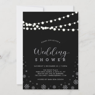 Silber- und Schwarz-Lichterkette Winter-Hochzeit-S Einladung