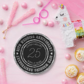 Silber und Schwarz Pappteller (Party)