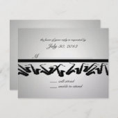 Silber und Schwarz-Saxophon-Antwortkarte RSVP Karte (Vorne/Hinten)