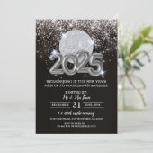 Silber und Schwarz-Silber-Party Einladung (Stehend Vorderseite)