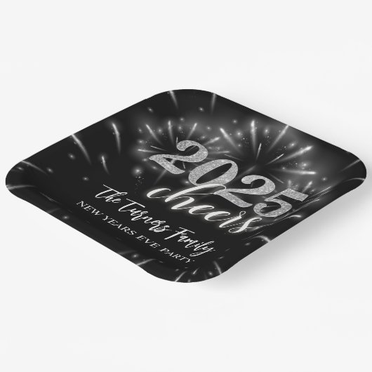 Silber und Schwarz-Silber-Silber-Party Pappteller (Gewinkelt)