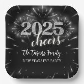 Silber und Schwarz-Silber-Silber-Party Pappteller (Vorderseite)