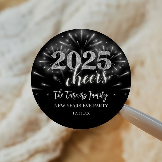 Silber und Schwarz-Silber-Silber-Party Runder Aufkleber