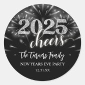 Silber und Schwarz-Silber-Silber-Party Runder Aufkleber (Vorderseite)