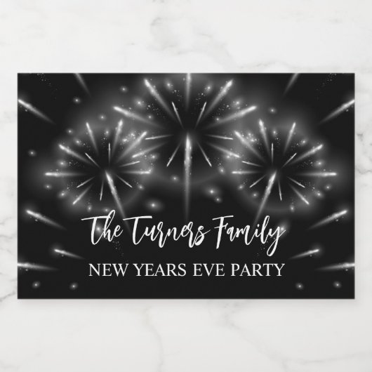 Silber und Schwarz-Silber-Silber-Party Schaumweinetikett (Einzelnes Label)