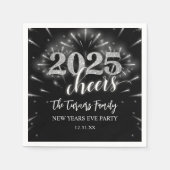 Silber und Schwarz-Silber-Silber-Party Serviette (Vorderseite)