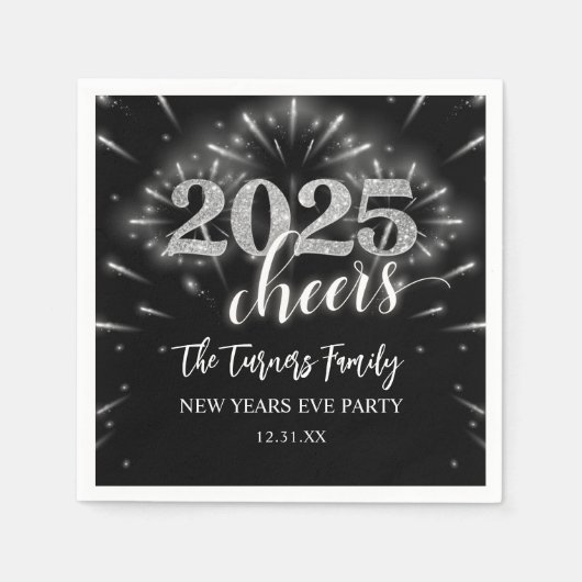 Silber und Schwarz-Silber-Silber-Party Serviette (Vorderseite)