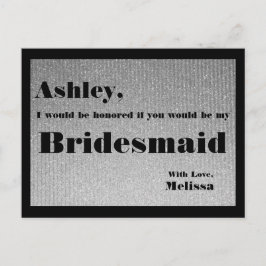 Silber und Schwarz - Werden Sie meine Bridesmaid s Einladungspostkarte