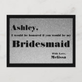 Silber und Schwarz - Werden Sie meine Bridesmaid s Einladungspostkarte (Vorderseite)
