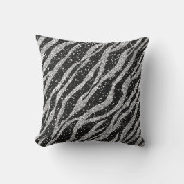 Silber und Schwarz Zebra Druckkopfkissen Kissen