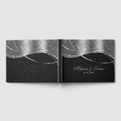 Silber und schwarzer Damast Gästebuch (Voll)