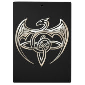 Silber und Schwarzer Drache Trine keltische Knospe Klemmbrett (Rückseite)