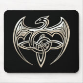 Silber und Schwarzer Drache Trine keltische Knospe Mousepad (Vorne)