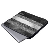 Silber und Schwarzer Glitzer Laptopschutzhülle (Vorne Knopf)