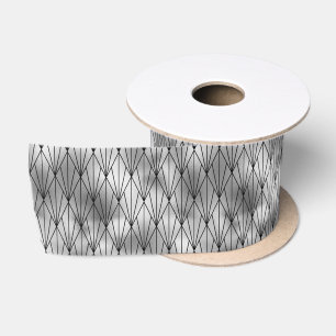 Silber- und schwarzes Diamant-Art-Deco-Muster Satinband