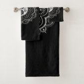Silber- und schwarzes Mandala Badhandtuch Set (Insitu)