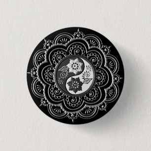 Silber- und schwarzes Mandala Button