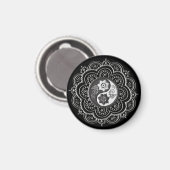 Silber- und schwarzes Mandala Magnet (Vorderseite/Rückseite)