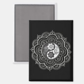 Silber- und schwarzes Mandala Magnet (Vorderseite/Rückseite)