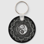 Silber- und schwarzes Mandala Schlüsselanhänger (Rückseite)