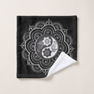 Silber- und schwarzes Mandala Waschlappen
