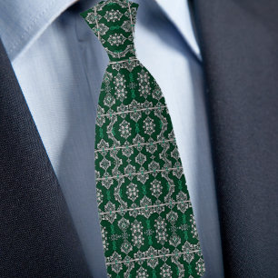 Silber- und Smaragd-Lace-Muster Krawatte
