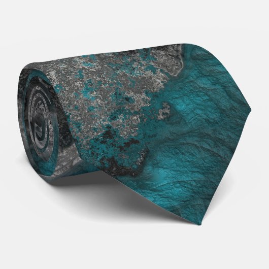 Silber und Türkis Krawatte (Gerollt)
