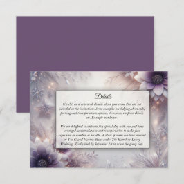 Silber und weiche Amethyst Winterblüten Hochzeit Begleitkarte