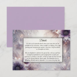 Silber und weiche Amethyst Winterblüten Hochzeit Begleitkarte