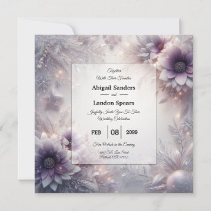 Silber und weiche Amethyst Winterblüten Hochzeit Einladung
