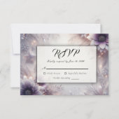 Silber und weiche Amethyst Winterblüten Hochzeit RSVP Karte (Vorderseite)