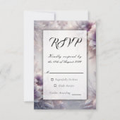 Silber und weiche Amethyst Winterblüten Hochzeit RSVP Karte (Vorderseite)