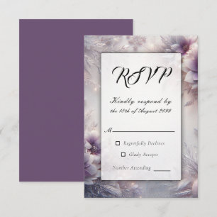 Silber und weiche Amethyst Winterblüten Hochzeit RSVP Karte