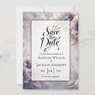 Silber und weiche Amethyst Winterblüten Save The Date