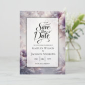 Silber und weiche Amethyst Winterblüten Save The Date (Stehend Vorderseite)