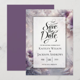 Silber und weiche Amethyst Winterblüten Save The Date