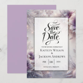 Silber und weiche Amethyst Winterblüten Save The Date