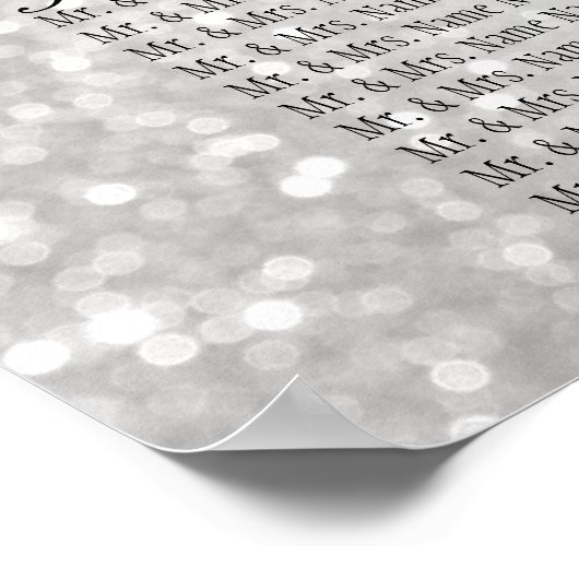 Silber und Weiß Confetti - 18 Seating Chart Poster (Ecke)