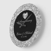 Silber und Weiß Glitzer und Herz Große Wanduhr (Winkel)