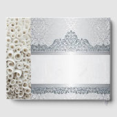 Silber und weiß individualisierbares Gästebuch (Rückseite)