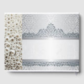 Silber und weiß individualisierbares Gästebuch (Rückseite)