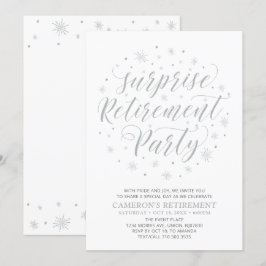 Silber und Weiß | Modern Surprise Retirement Party Einladung
