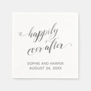 Silber und Weiß nach, Herz-Script Serviette