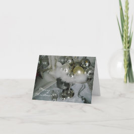 Silber und Weiß Ornamente auf einem Silberschloss Feiertagskarte