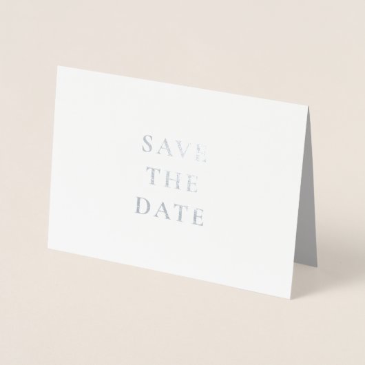 Silber und Weiß Save the Date Folienkarte (Vorderseite)