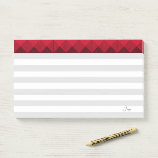 Silber und Weiß Streifen und Burgundy-Header Post-it Klebezettel (Auf Schreibtisch)