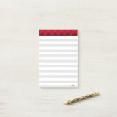 Silber und Weiß Streifen und Burgundy-Header Post-it Klebezettel (Auf Schreibtisch)